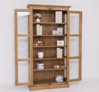 Vitrina sticla, 2 usi cu tija de la Rustic Butique PS552 - Culoare_P001 - CERUIT