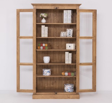 Vitrina sticla, 2 usi cu tija de la Rustic Butique PS552 - Culoare_P001 - CERUIT