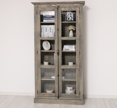 Vitrina sticla, 2 usi cu tija de la Rustic Butique PS552 - Culoare_P068 - PERIAT ADANC