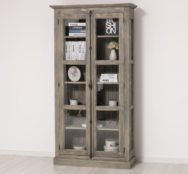 Vitrina sticla, 2 usi cu tija de la Rustic Butique PS552 - Culoare_P068 - PERIAT ADANC