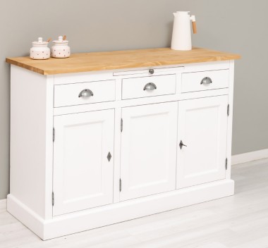 Bufet cu 3 usi si 3 sertare, BAS de la Rustic Butique PS232BAS+SUP - Culoare Top_P093 - Culoare Ext._P004 / Culoare Int._P093 - DUBLU COLOR
