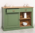 Bufet cu 2 usi glisante, 2 sertare, blat stejar, BAS de la Rustic Butique PS171 - Culoare Top_P002 - Culoare Ext._P038A - Culoare Int._P002 - DUBLU COLOR